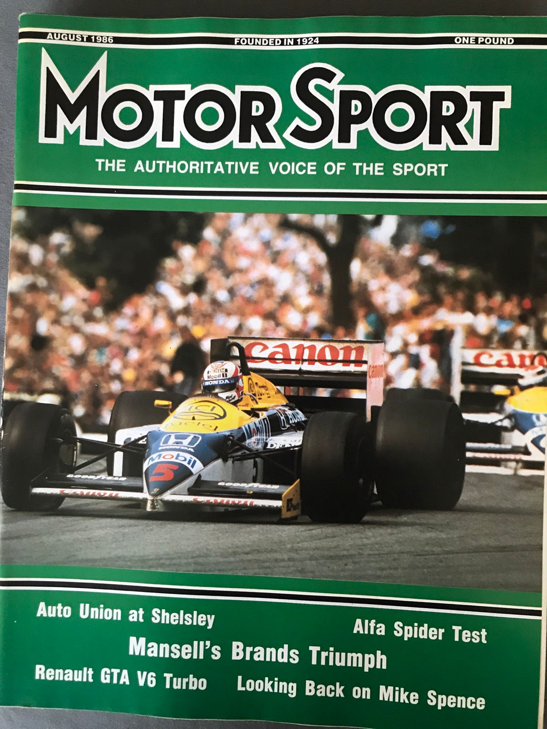 Motor Sport Magazine August 1986 Canadian French US & British F1 Peugeot 205 GTI