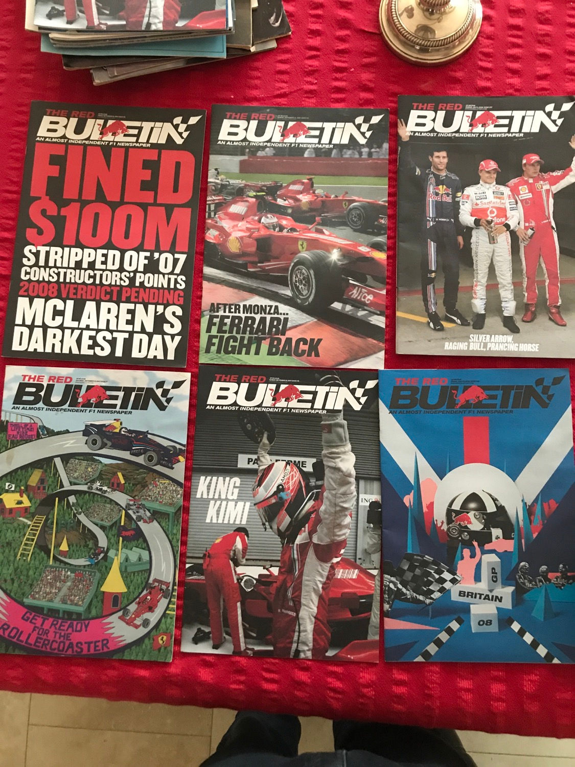 6 X The Red Bulletin Formula 1 newspaper 2007 & 2008 Kimi Ferrari Mclaren
