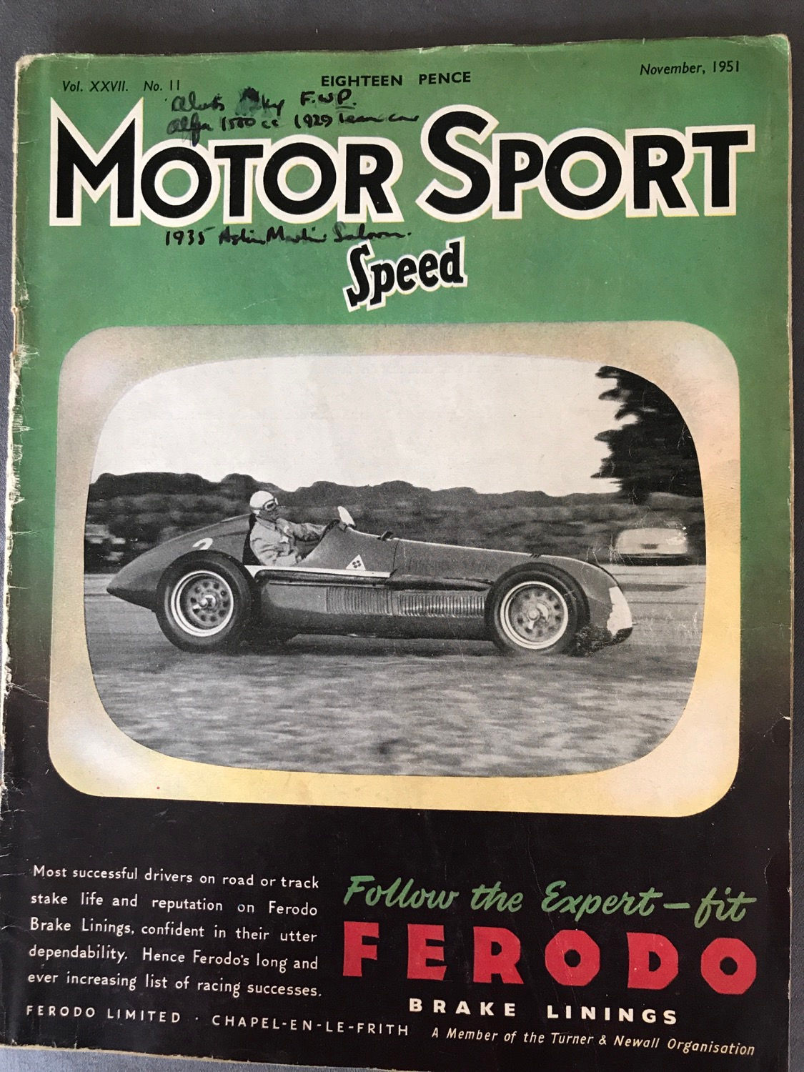 Motor Sport Magazine November 1951 London Motorshow Goodwood Members Meeting