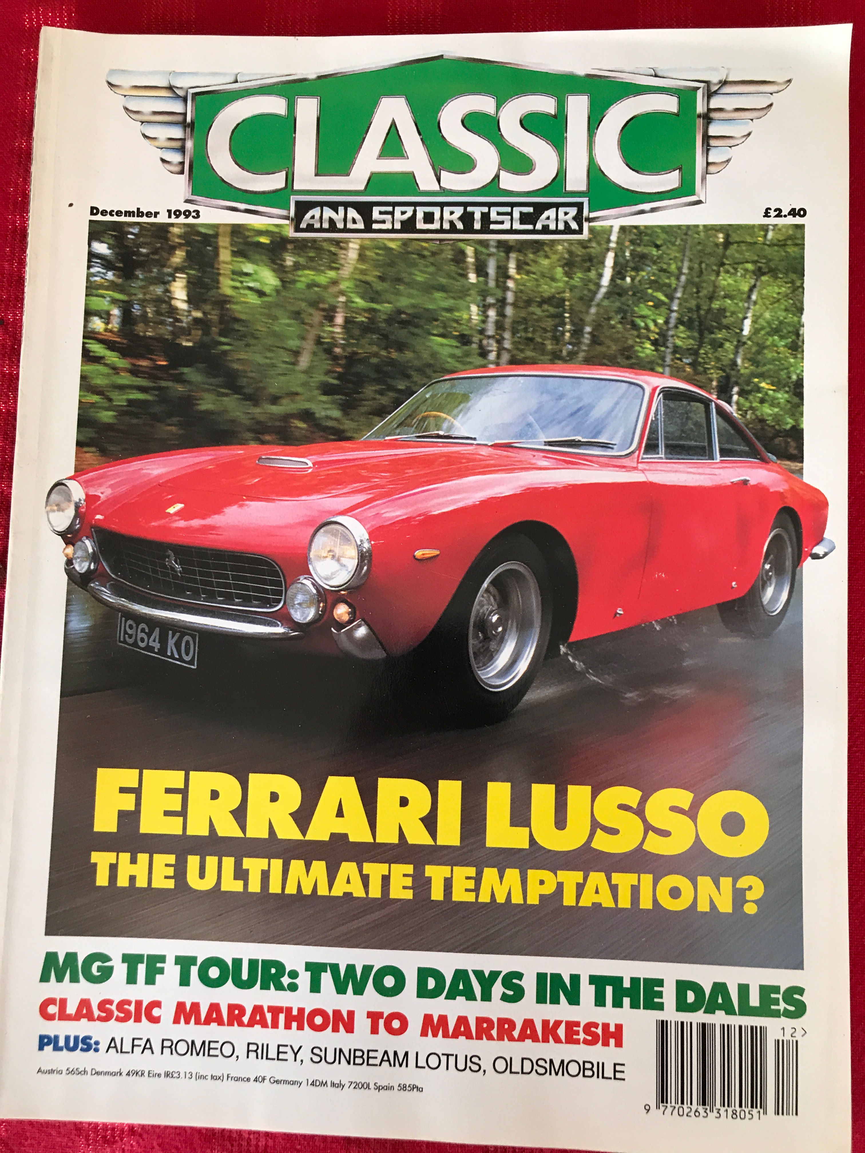 Classic and Sportscar Magazine  December 1993 Ferrari Lusso Sunbeam Lotus MG TF