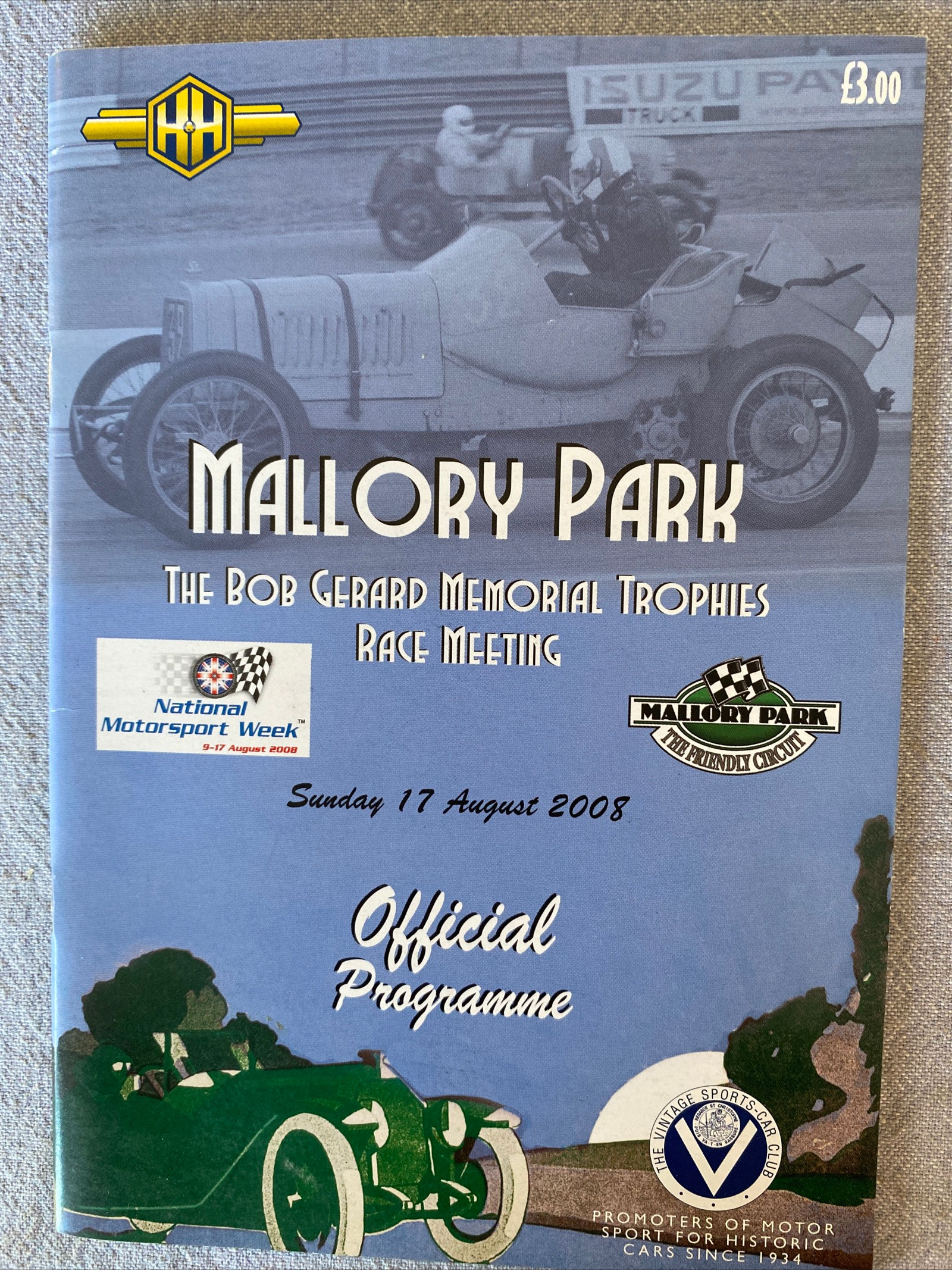 Programme Race Mallory Park 12 August 2007 VSCC  Bob Gerard Trophy Formula J A5