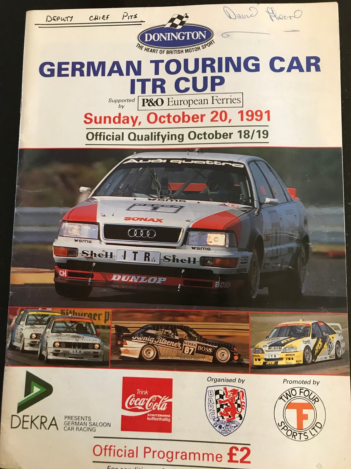 Race Programme Donington Park 20 October 1991 DTM ITC German Touring Cars A4