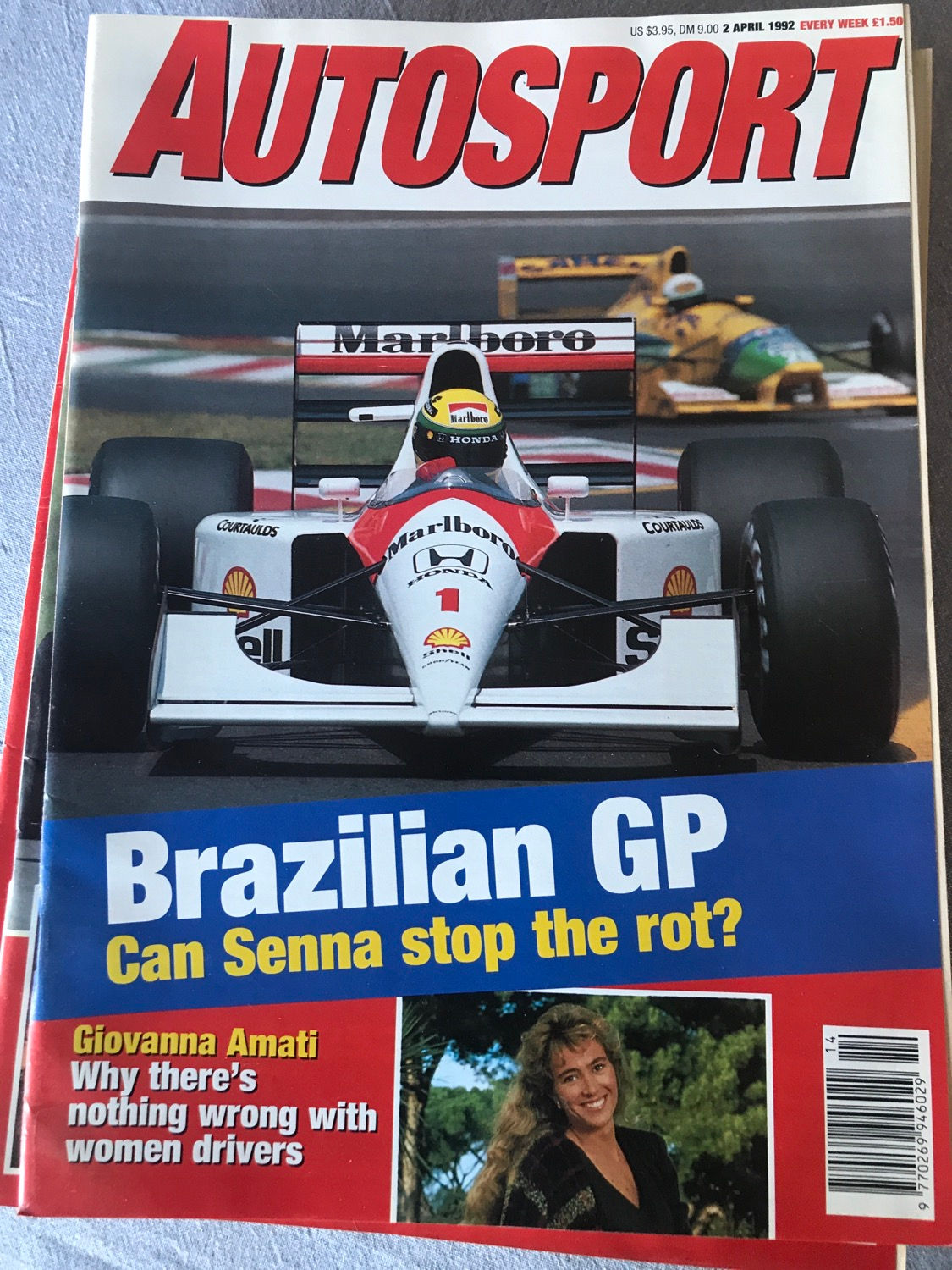 Autosport Magazine 2 April 1992 Interview Giovanna Amati Safari Rally Montlhery