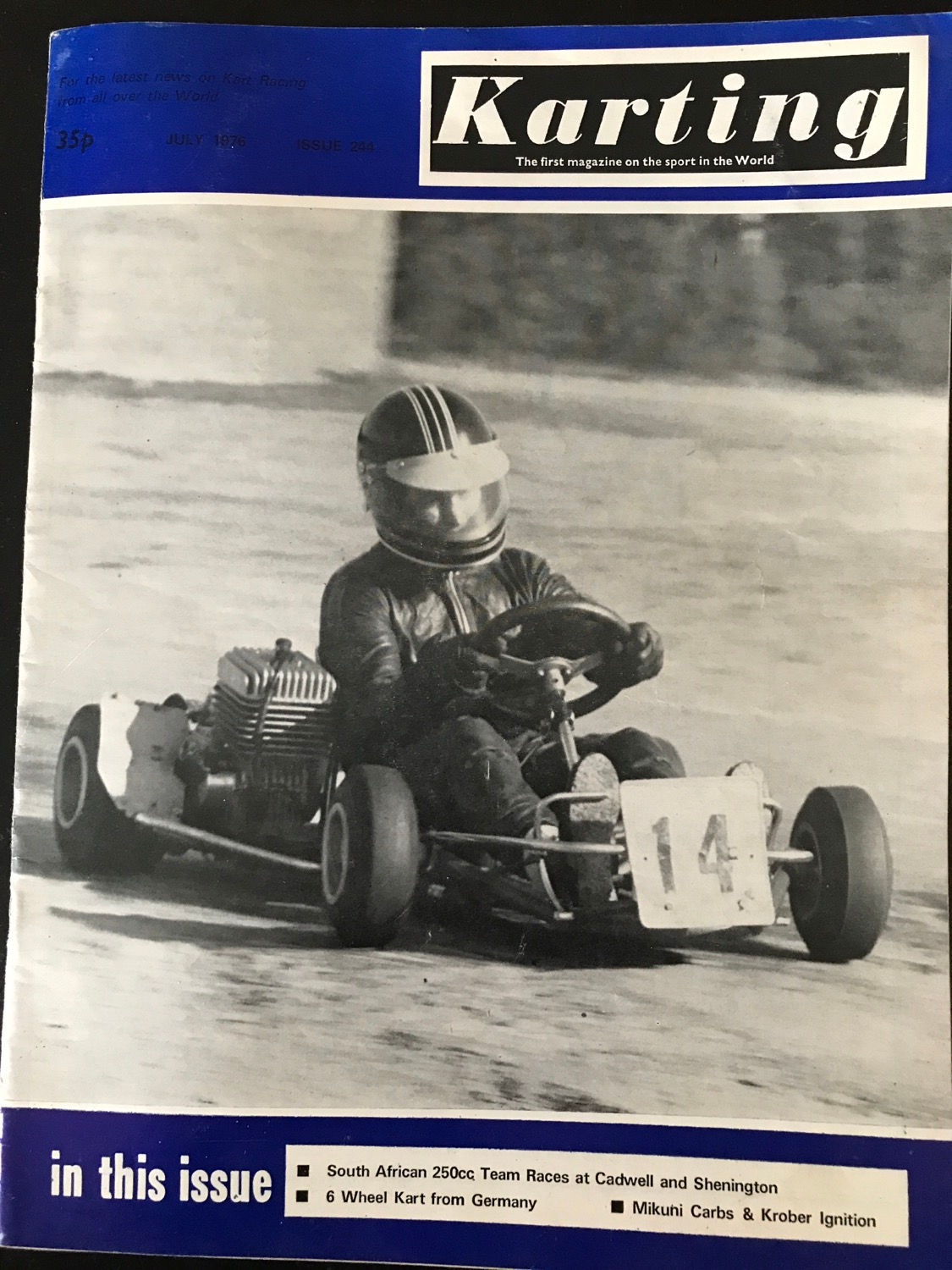 Karting Magazine Kart July 1976 cover David Long Tilbury Llandow Bovingdon