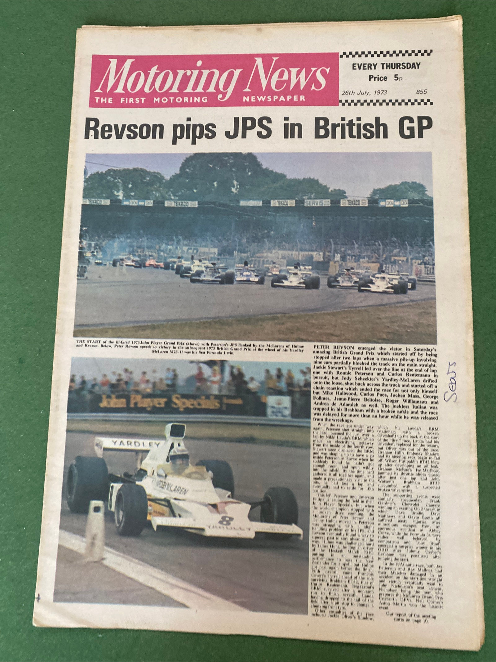 Motoring News 19 July 1973 Revson Mclaren Wins British F1 GP Scheckter Accident 
