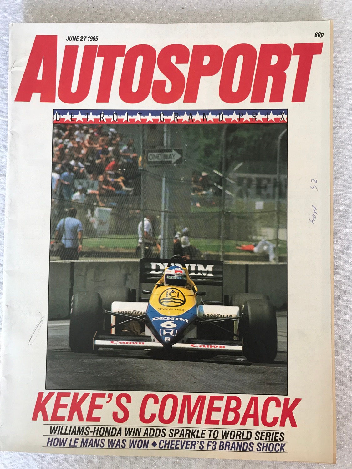 Autosport Magazine 27 June 1985 Rosberg Williams Wins Detroit F1 GP Cheever F3