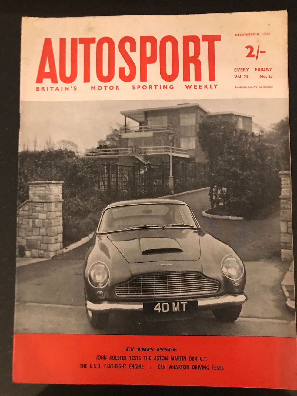 Thumbnail: Autosport 8 December 1961 test Aston Martin DB4GT profile Sud Henson Ken Wharton