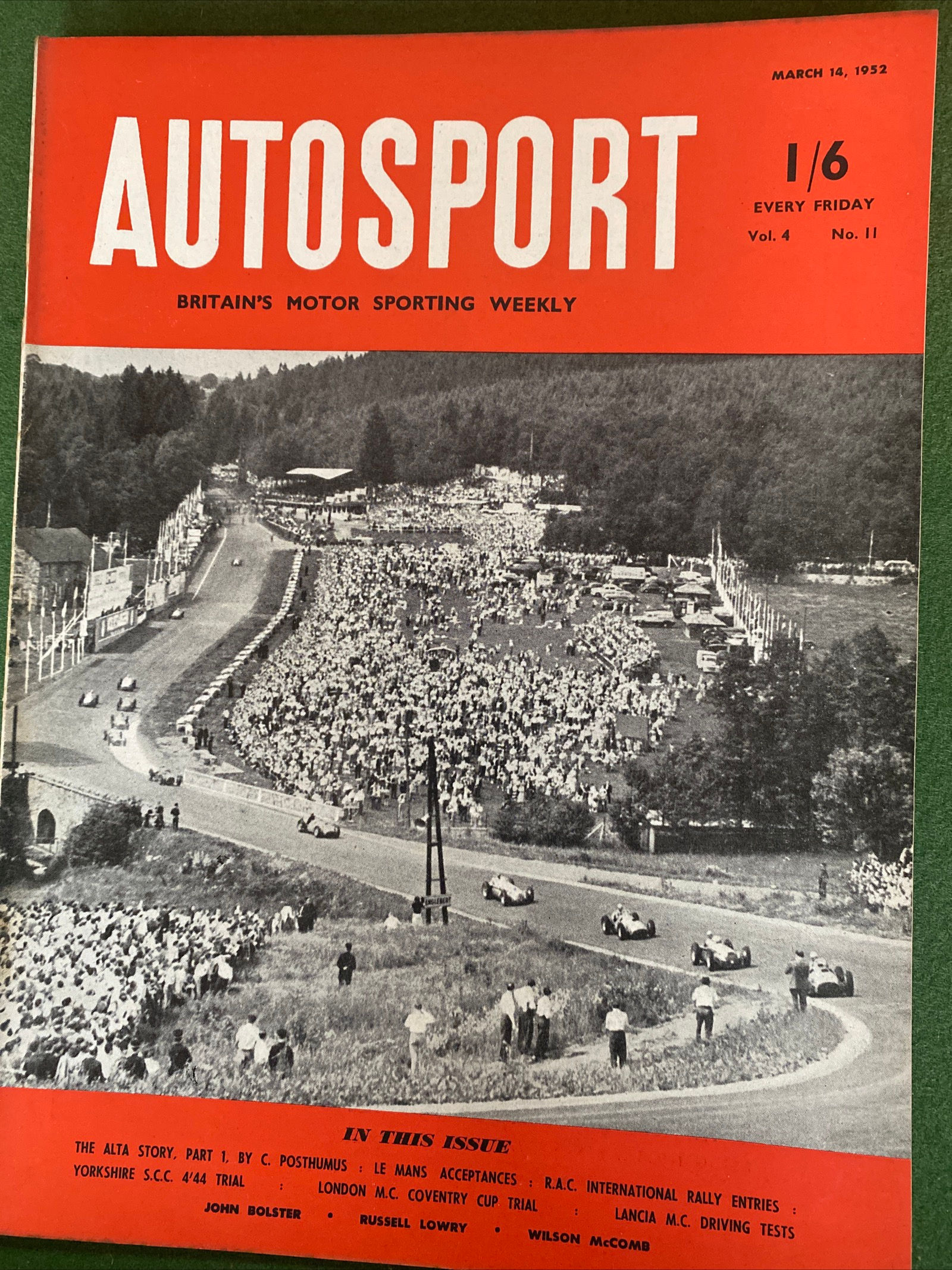 Autosport Magazine 14 March 1952 Alta Story Le Mans 24 Hrs Entries RAC Rally