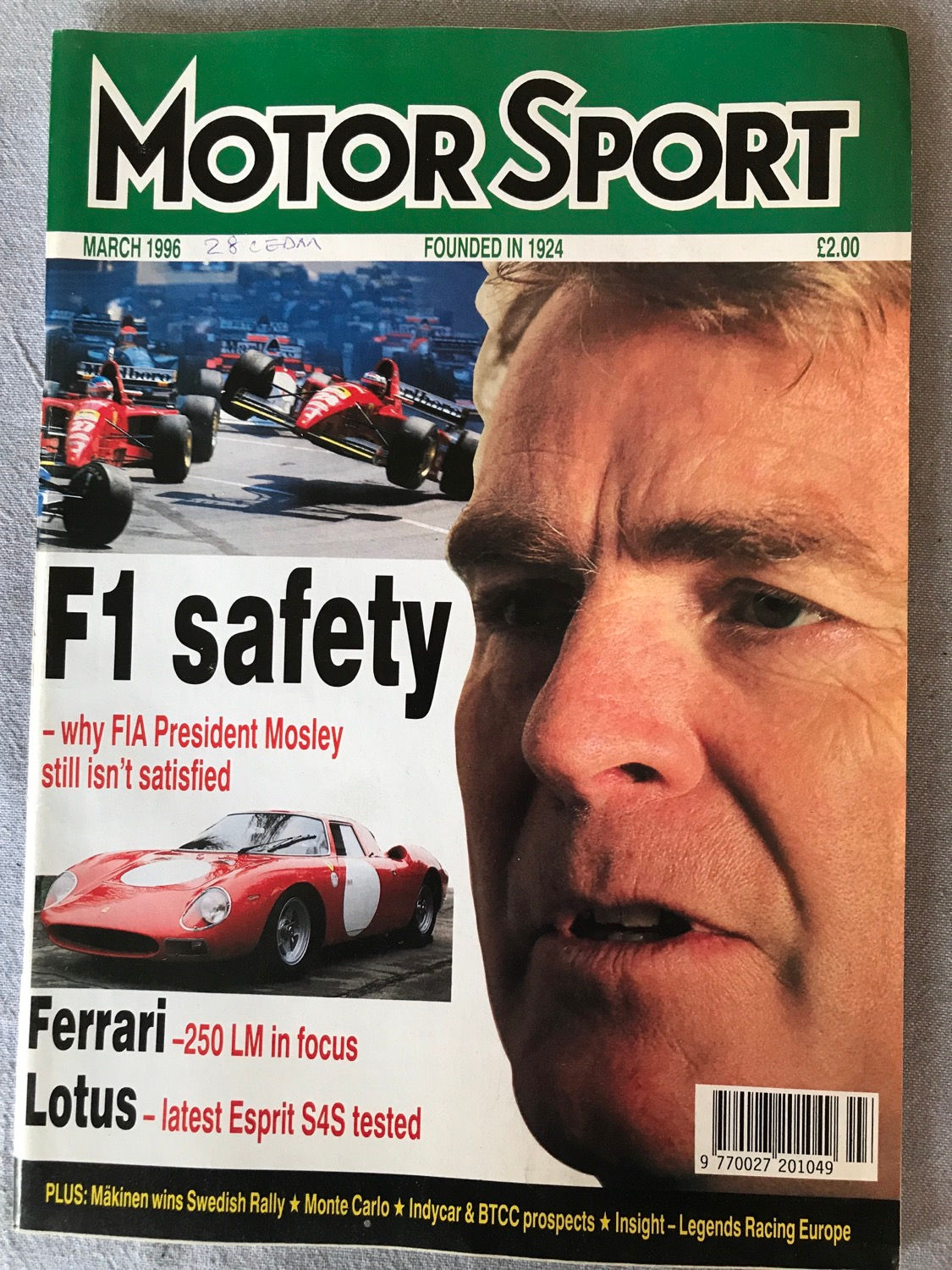 Motor Sport Magazine March 1996 Test Lotus Esprit  S4S Ferrari 250LM BTCC