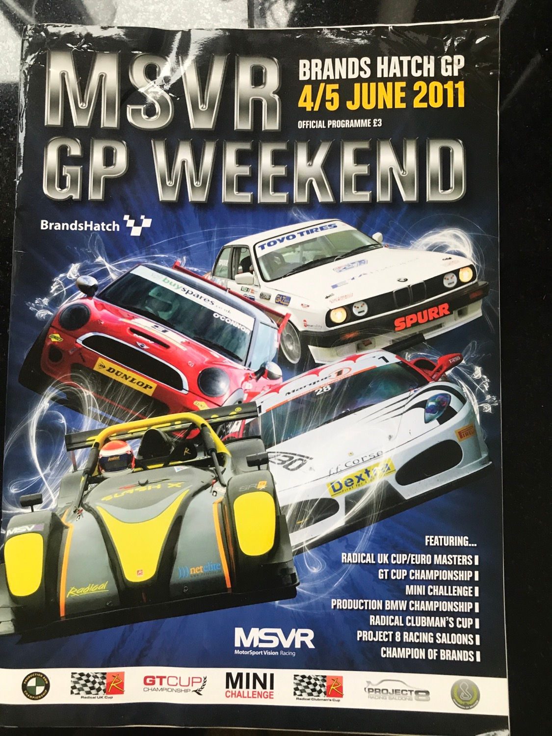 Programme Race Brands Hatch 5 June 2011 Radical Mini Formula Ford GT Cup BMW