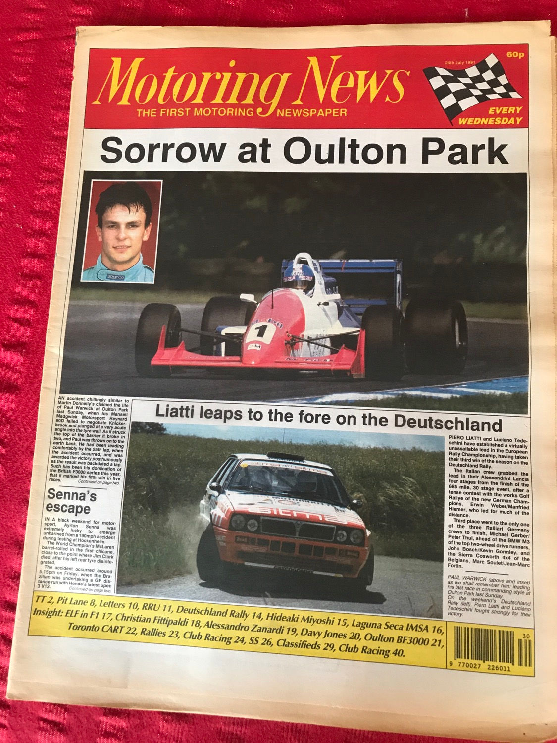 Motoring News 24 July 1991 Obituary Paul Warwick F3000 Liatti Deutschland Rally