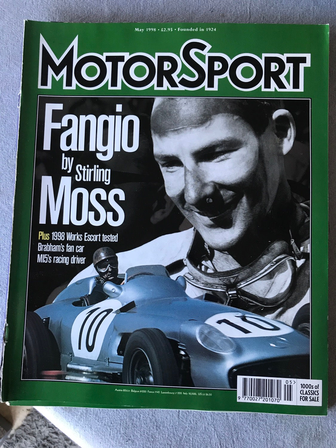Motor Sport Magazine May 1998 Fangio By Stirling Moss Brabham Fan Car