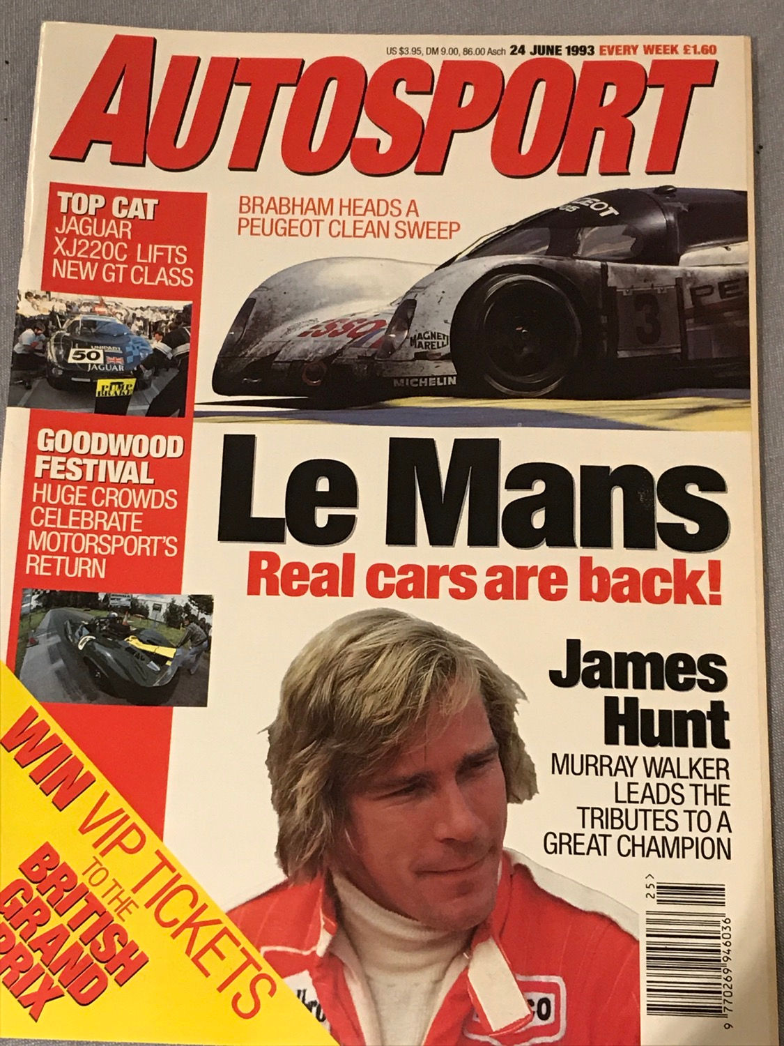 Autosport Magazine 24 June 1993 Peugeot Wins Le Mans 24 Hrs James Hunt Goodwood