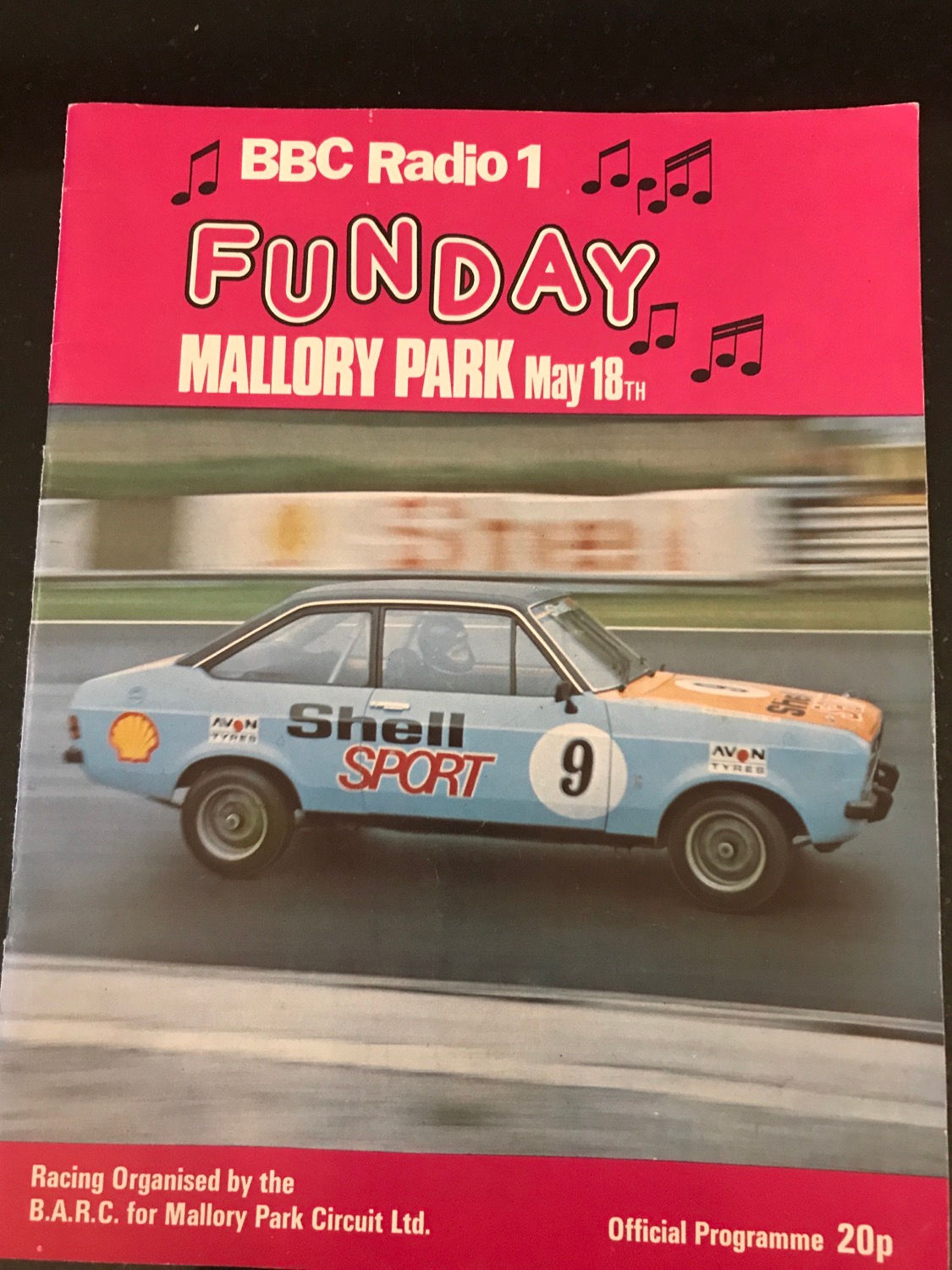 Programme Race Mallory Park 18 May 1975 BBC Radio 1 Formula Ford Escort Celeb