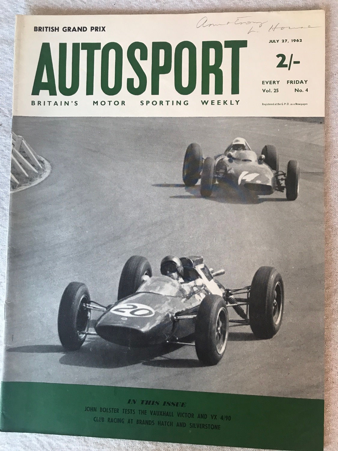 Autosport Magazine 27 July 1962 Jim Clark Wins British F1 GP Vauxhall Victor 