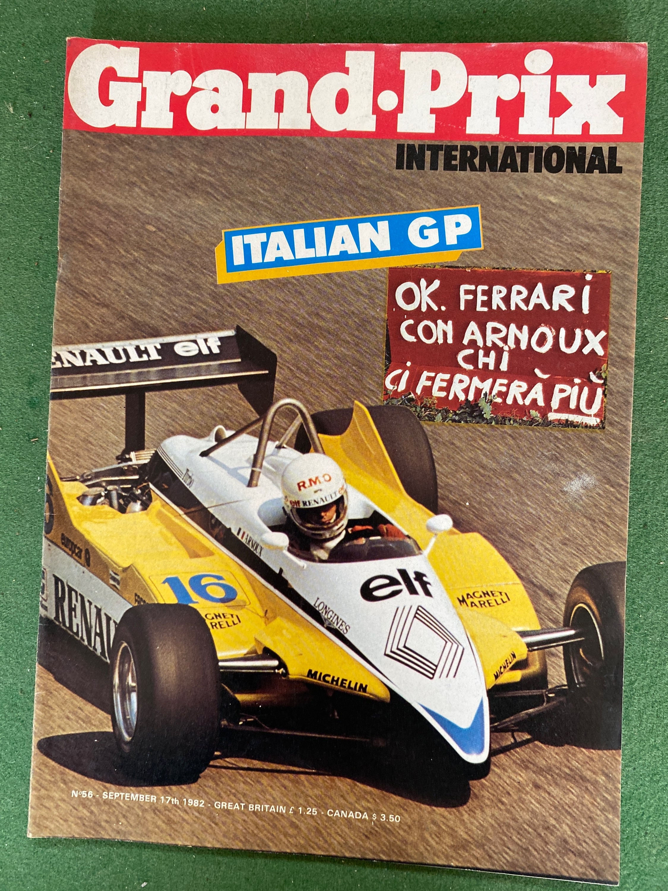 Grand Prix International Magazine No 56 September 1982 Arnoux Renault Italian F1
