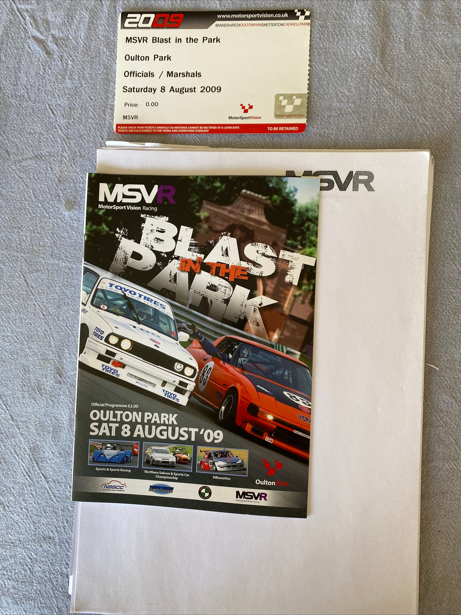 Programme Race Oulton Park 8 August 2009 Saloons BMW Silhouettes Results A5