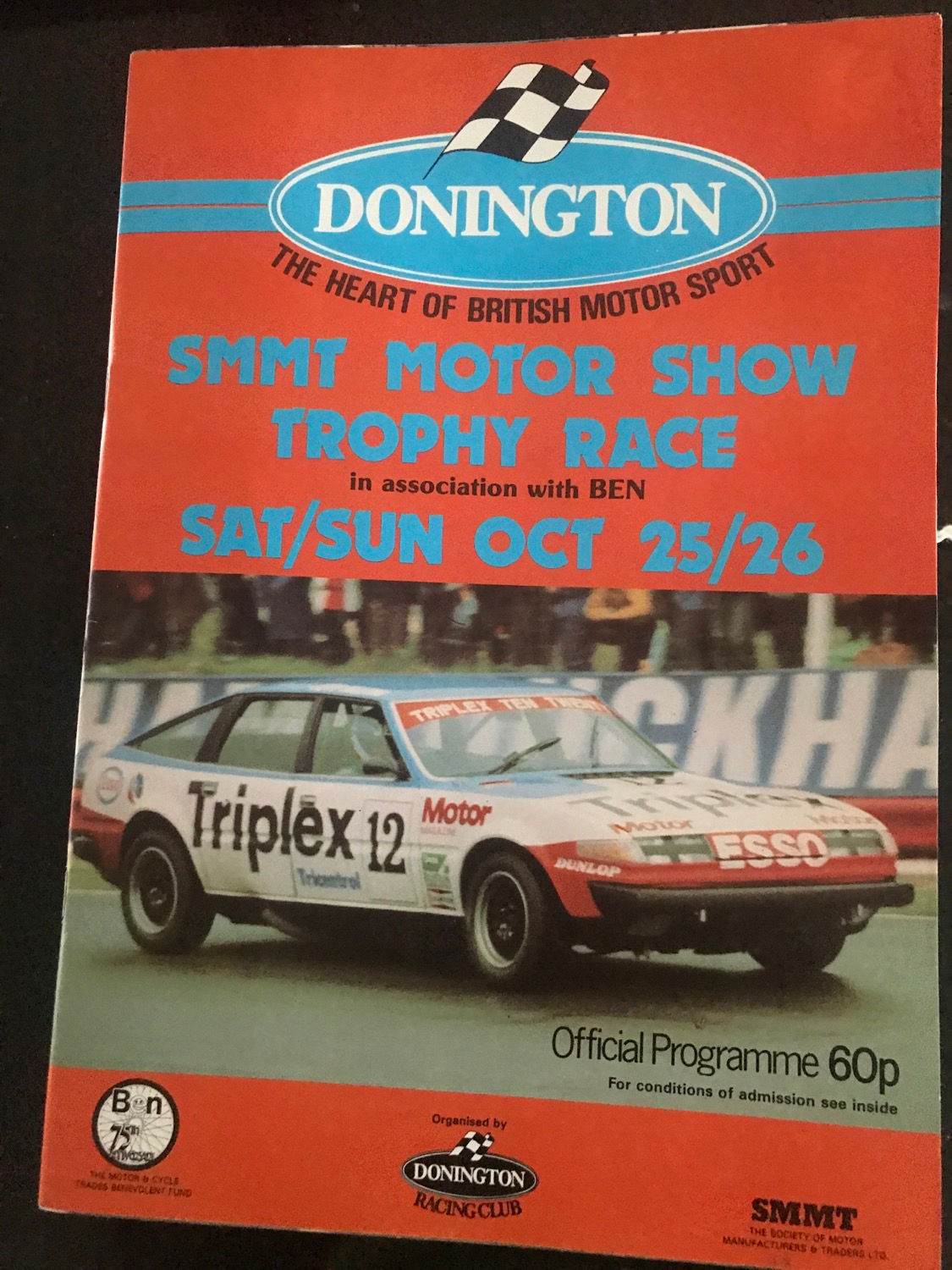 Race Programme 26 October 1980 Donington Park SMMT Saloon Trophy Signed Ticket