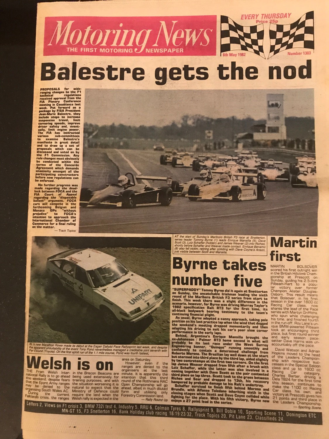Motoring News 6 May 1982 Test BMW 732i Byrne Wins Snetterton F3 Martin Bolsover