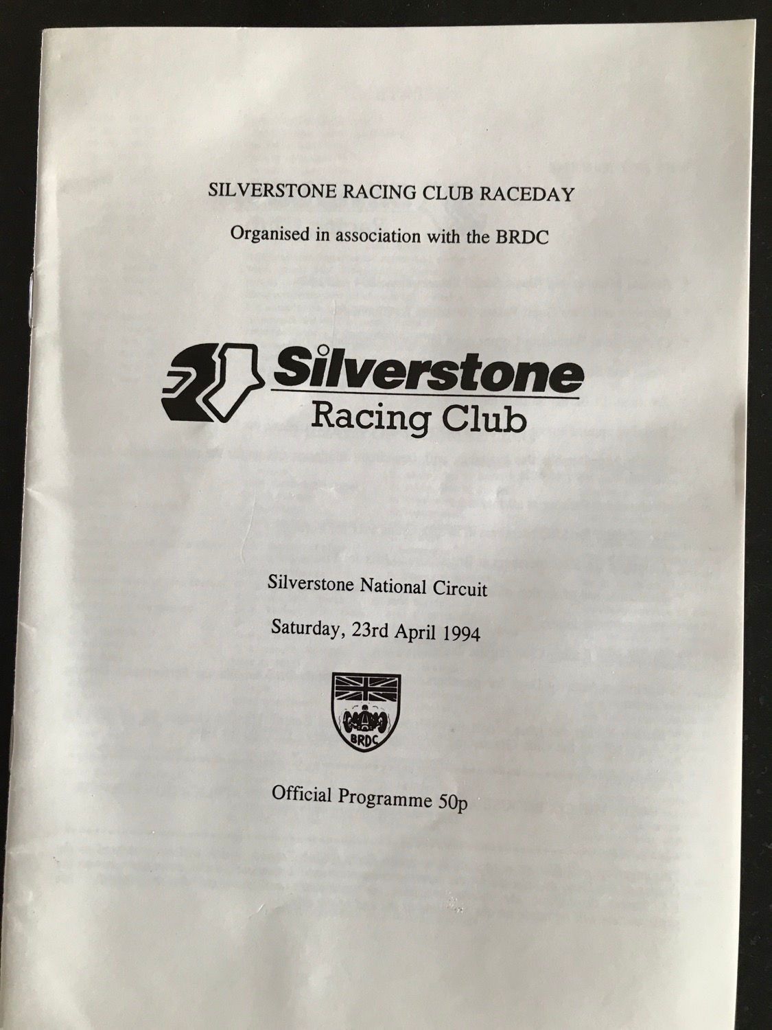 Programme Race Silverstone 24 April 1994 MG Sports 1600 Renault 5 Turbo A5