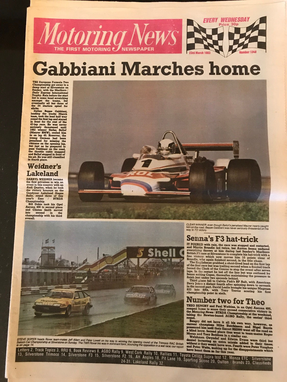 Motoring News 23 March 1983 Senna Wins Silverstone F3 Gabbiani F2 Toyota Supra