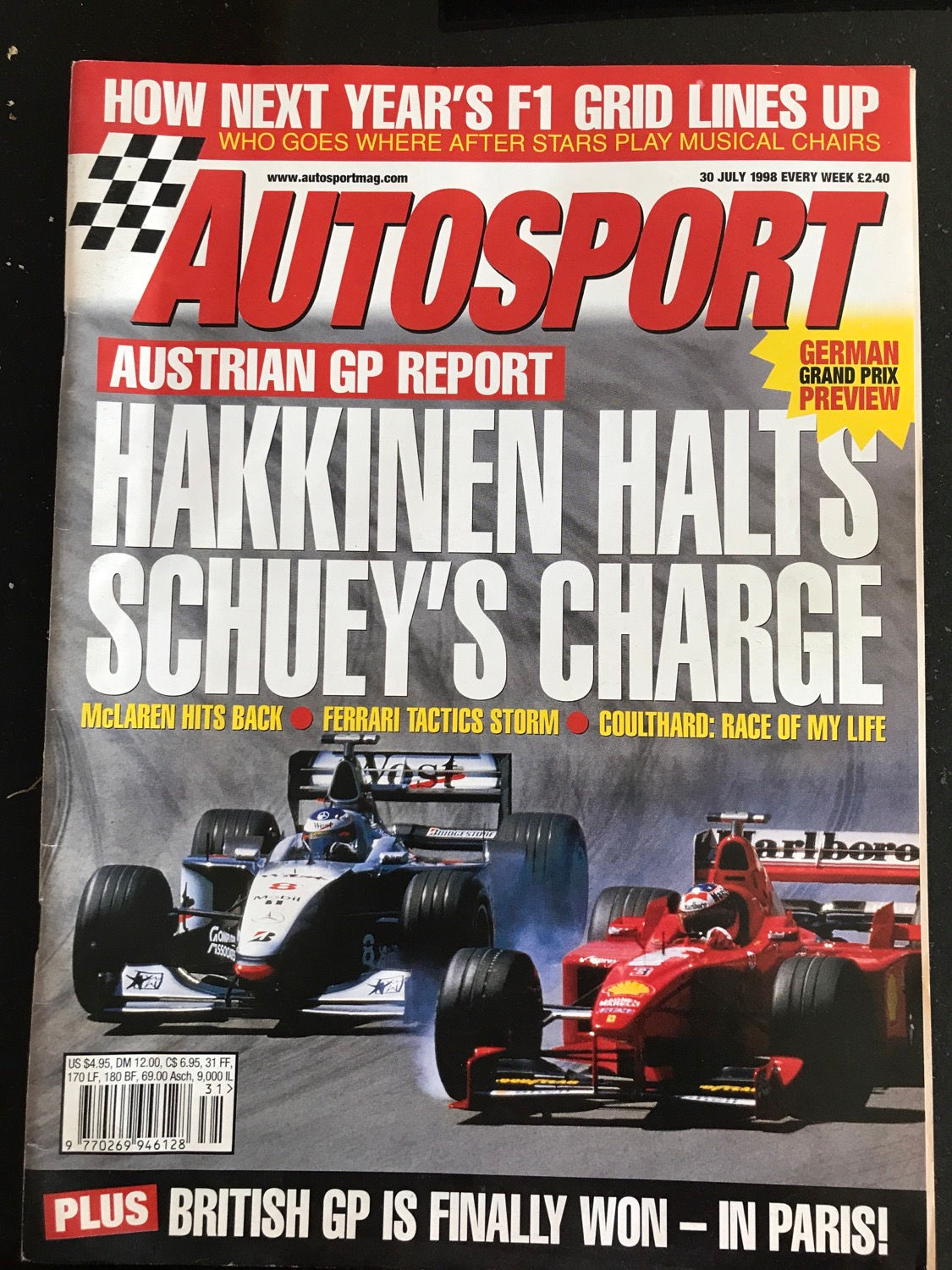 Autosport Magazine 30 July 1998 Hakkinen Wins Austrian F1 GP Sainz New Zealand 
