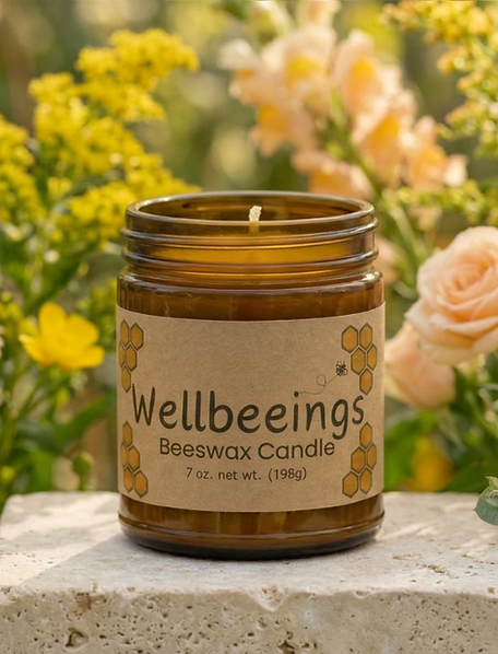 Wellbeeings all-natural beeswax candle