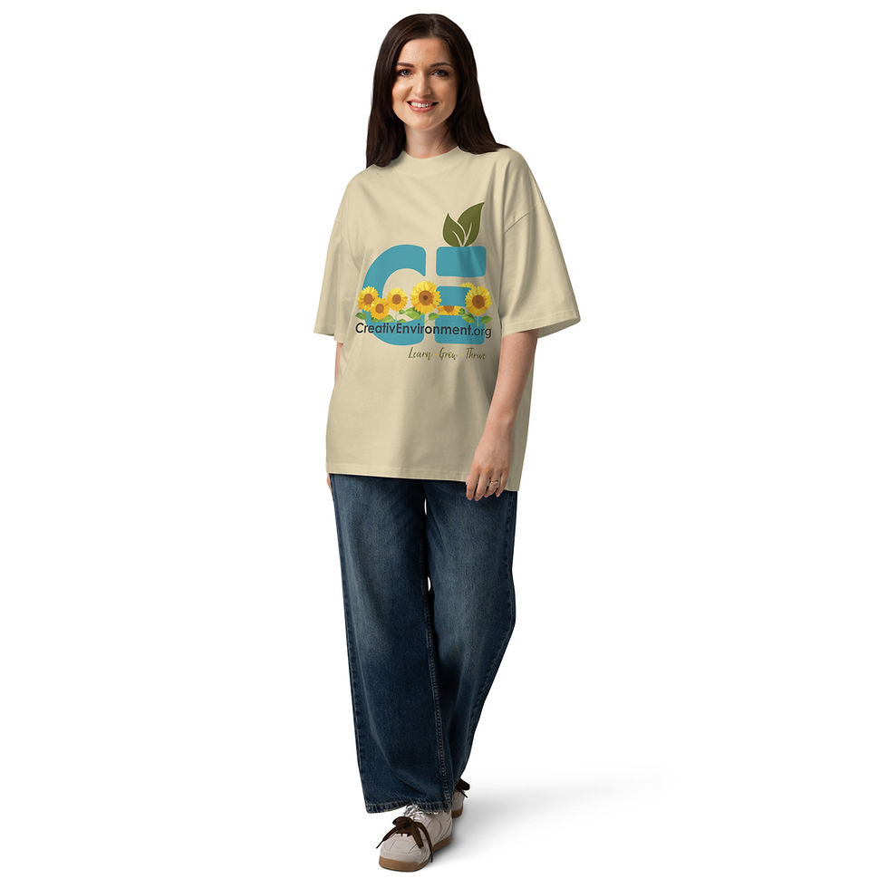 Thumbnail: CE Sunflowers Unisex Organic Oversized High Neck T-shirt