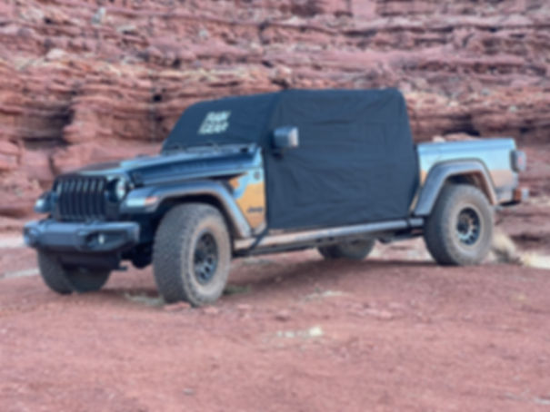 Front side view of Rain Gear cover on 2020-2024 JT Gladiator.