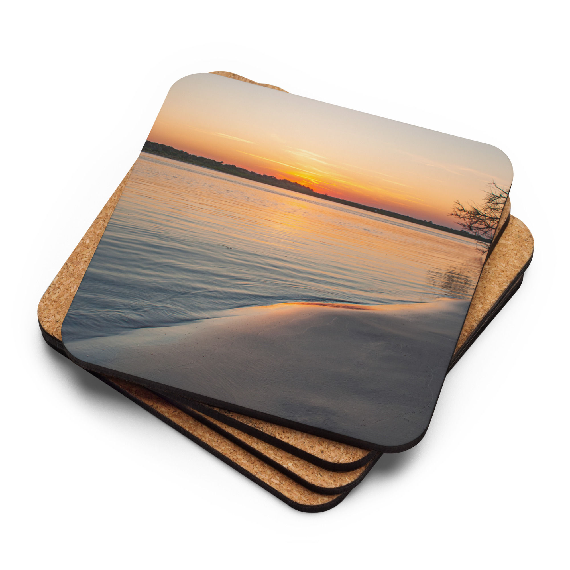 Golden Reflection - Cork-back coaster