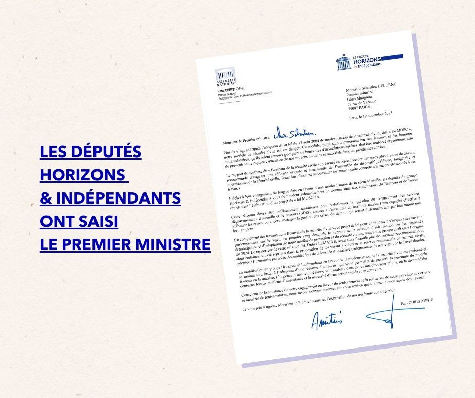 Sécurité et protection civiles : Horizons  demande une loi MOSC 2