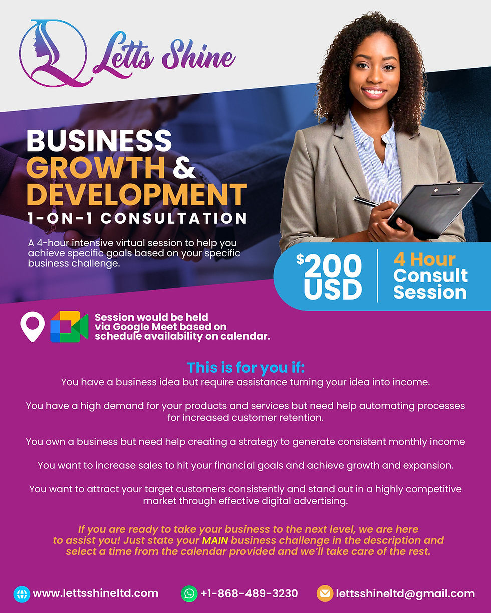 Letts Shine Business Growth and Development 1-on-1 Consultation: