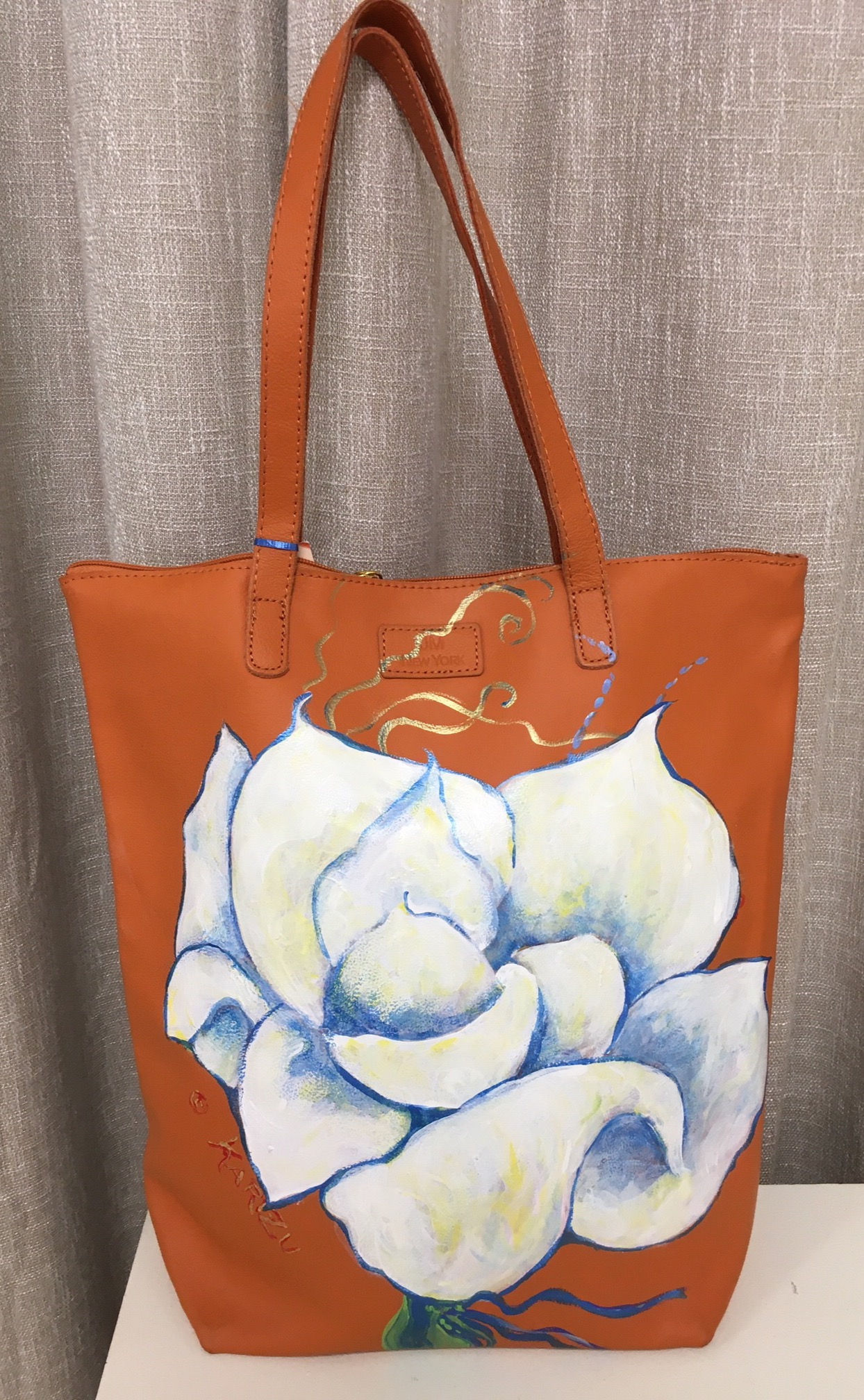 White Flower Hand Painted Bag
