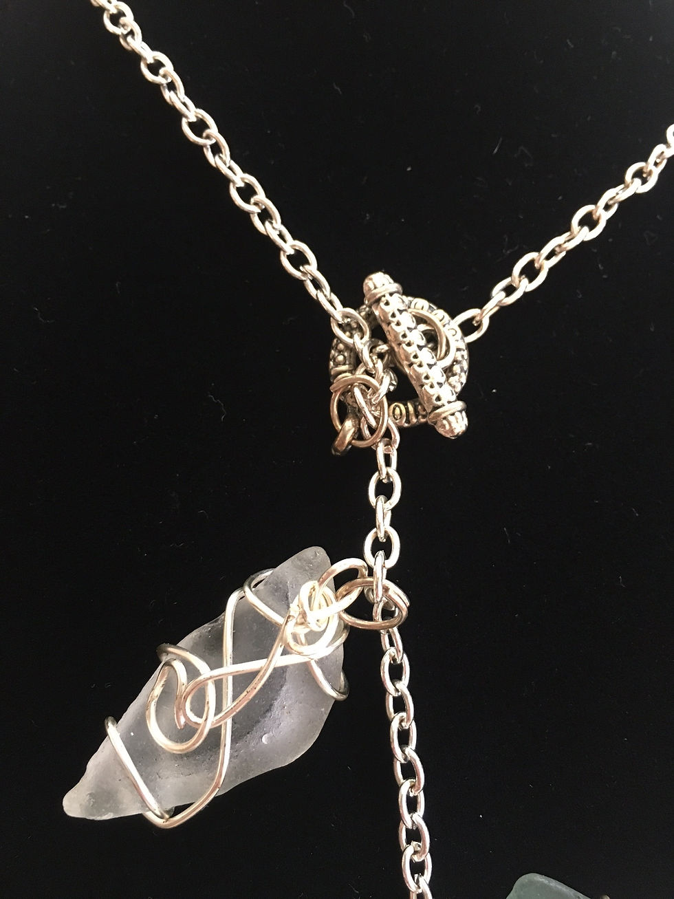 Thumbnail: Long Wire Wrapped Sea Glass Necklace