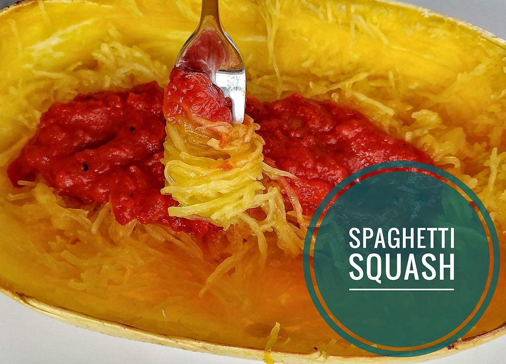 Spaghetti squash topped with sauce