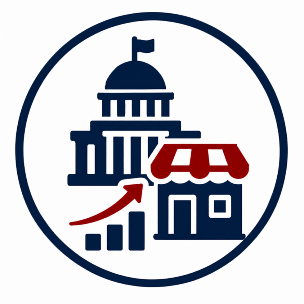 Icon of capitol building and storefront for proposal support