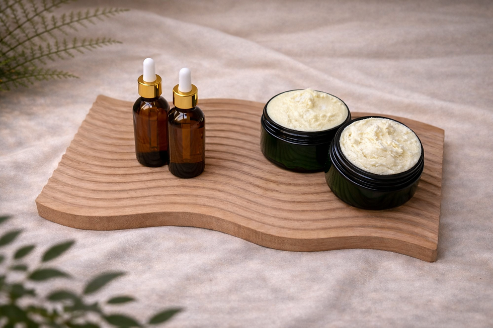 Thumbnail: Barbers Reserve beard oil displayed beside matching beard butter on a natural wood tray.