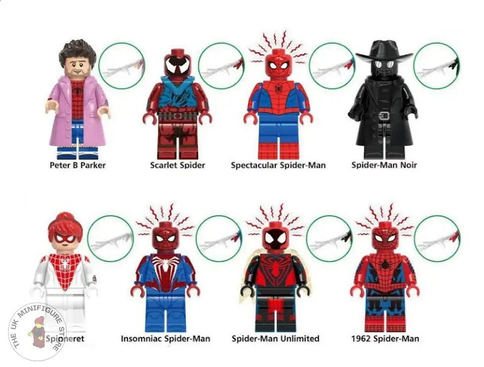 Spiderman Set of 8 Minifigures - Style 10