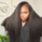 Weave installation by Nadia Vassell Salon NYC using kinky straight hair and three bundles