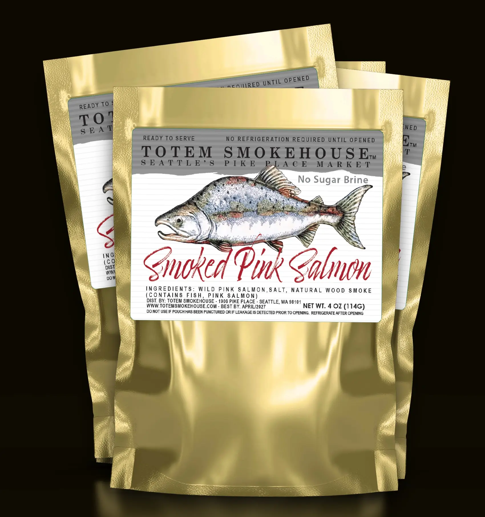 4-4 oz Smoked Pink Sugar Free Wild Salmon