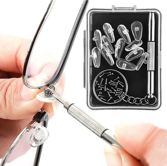 Kit De Réparation Lunettes 1310 Pièces - Vis, Plaquettes Nez Et Tournevis De Précision