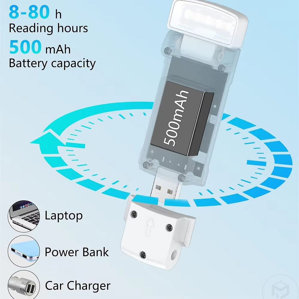 Miniature : Lampe de lecture, liseuse LED, pince marque page rechargeable