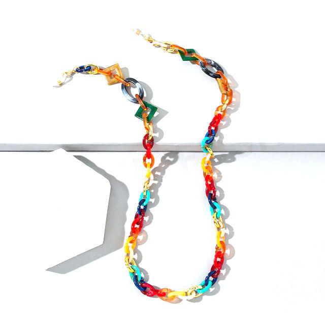 Miniature : Chaine à lunettes en grosses mailles Asymétriques colorées B04