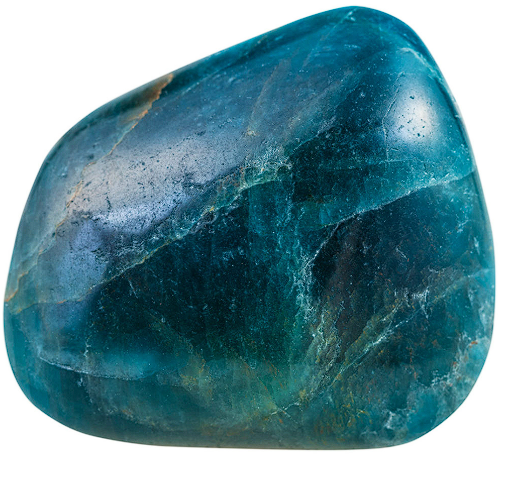 High angle view of apatite crystal cluster on a soft cloth