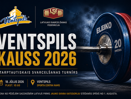 Ventspilī norisināsies starptautiskais svarcelšanas turnīrs "Ventspils kauss 2026"