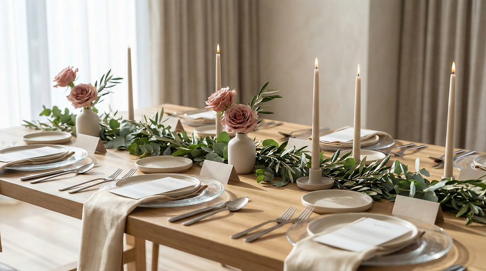 Festa de 15 anos sustentável com estética sofisticada.