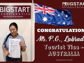 AUSTRALIA: TOURIST VISA GRANTED – MS. P. G. LABRADOR!