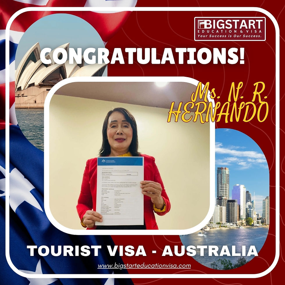 🇦🇺 Australian Tourist Visa Approved – Congratulations, Ms. N. R. Hernando!