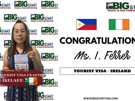 IRELAND: TOURIST VISA GRANTED – MS. I. FERRER!