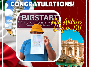 Italy Student Visa Successfully Granted โ Congratulations, Mr. Aldrin Edgar DY!